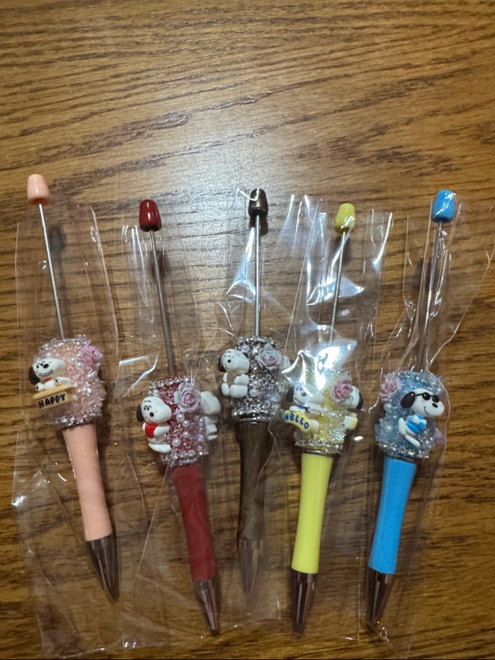 Set of 5 Snoopy Rhinestone Pens Set of Five (Pink, Red, Brown, Yellow, Blue)